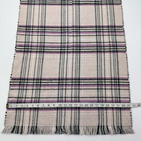 Steve Madden Pink Plaid Houndstooth Reversible Blanket Scarf Wrap Fringe - Picture 5 of 7
